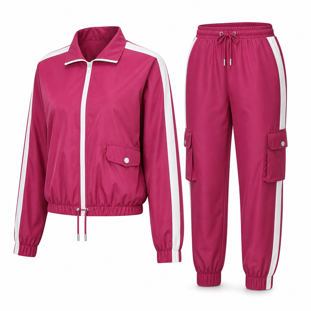 Women Casual 2 Piece Outfit Zip Up Hooded Long Sleeve and Cargo Jogger Pants with Pockets