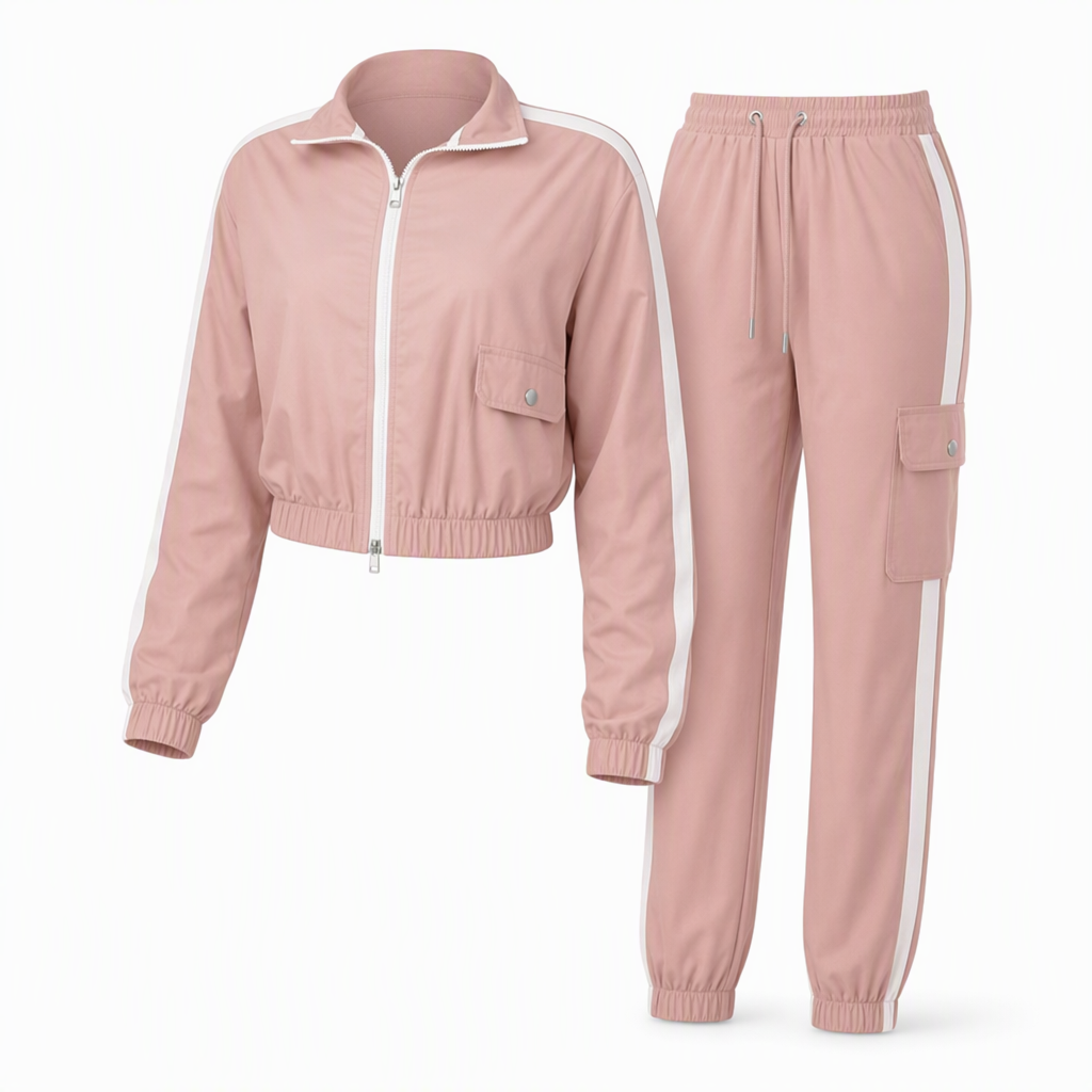 Women Casual 2 Piece Outfit Zip Up Hooded Long Sleeve and Cargo Jogger Pants with Pockets