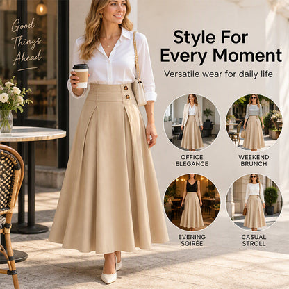 💥 Limited Time Offer 👗 Women's High-Waisted Pleated A-Line Maxi Skirt ✨ high waist, pleated design, flowy A-line long skirt