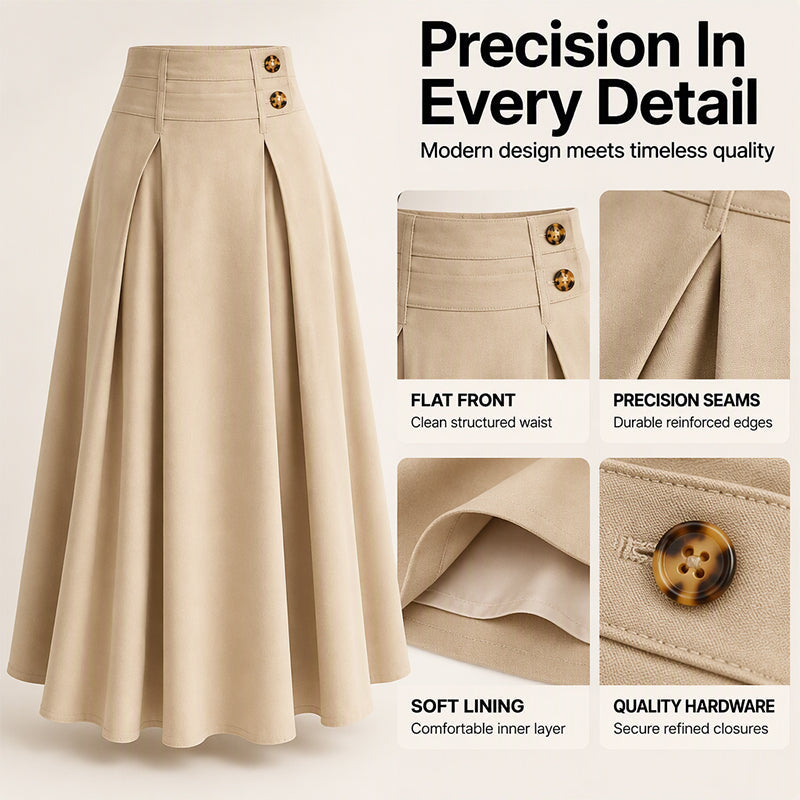 💥 Limited Time Offer 👗 Women's High-Waisted Pleated A-Line Maxi Skirt ✨ high waist, pleated design, flowy A-line long skirt