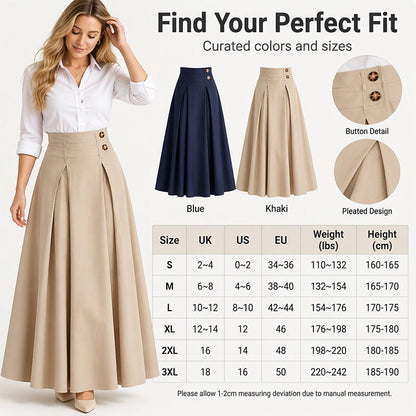 💥 Limited Time Offer 👗 Women's High-Waisted Pleated A-Line Maxi Skirt ✨ high waist, pleated design, flowy A-line long skirt