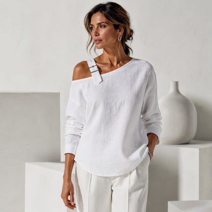💖Black Friday Mega Deal – 50% off!💖✨Women's Long Sleeve Asymmetric Off-Shoulder Top