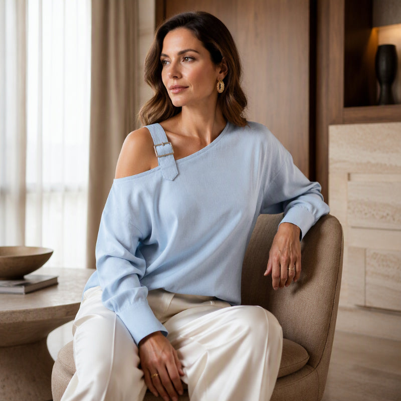 💖Black Friday Mega Deal – 50% off!💖✨Women's Long Sleeve Asymmetric Off-Shoulder Top