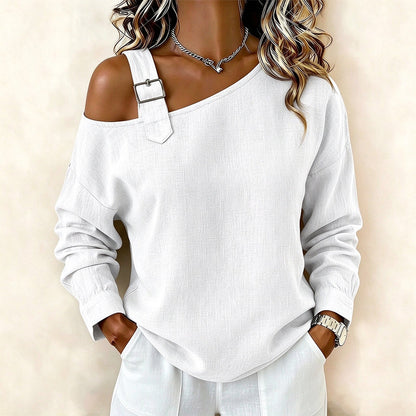 💖Black Friday Mega Deal – 50% off!💖✨Women's Long Sleeve Asymmetric Off-Shoulder Top