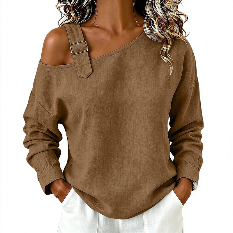 💖Black Friday Mega Deal – 50% off!💖✨Women's Long Sleeve Asymmetric Off-Shoulder Top