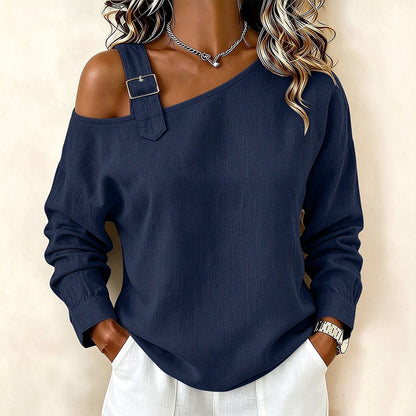 💖Black Friday Mega Deal – 50% off!💖✨Women's Long Sleeve Asymmetric Off-Shoulder Top
