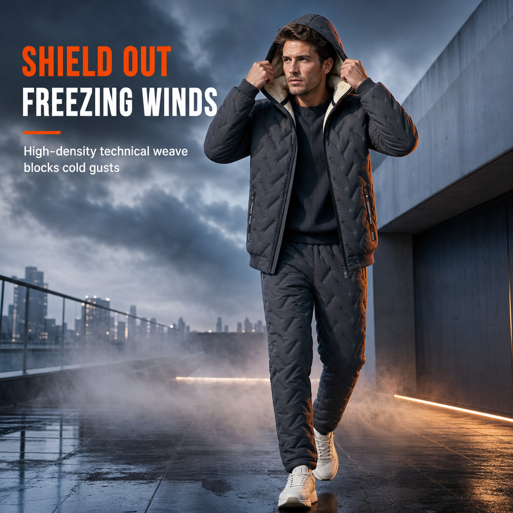 Men's Winter Hooded Padded Jacket and Pants Set