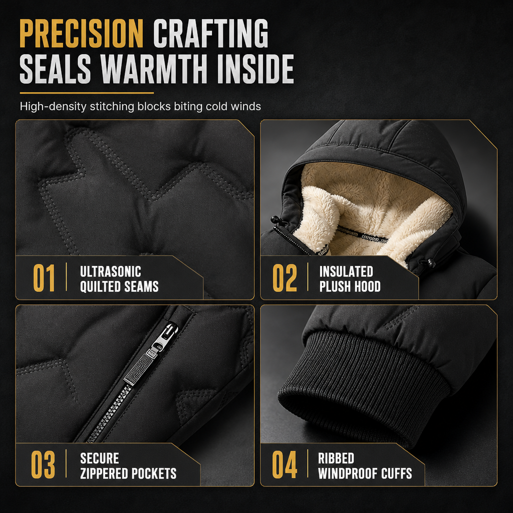 Men's Winter Hooded Padded Jacket and Pants Set