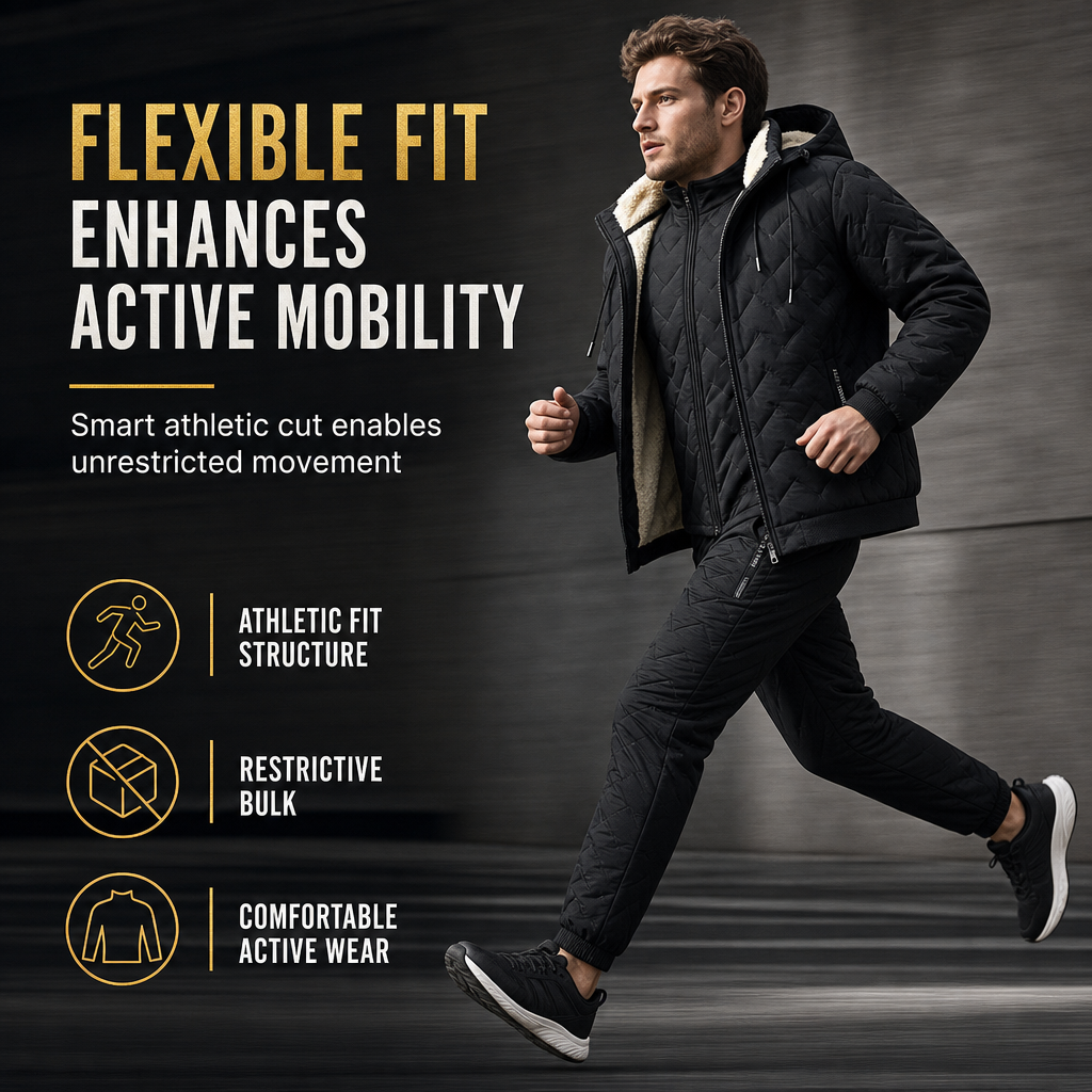 Men's Winter Hooded Padded Jacket and Pants Set