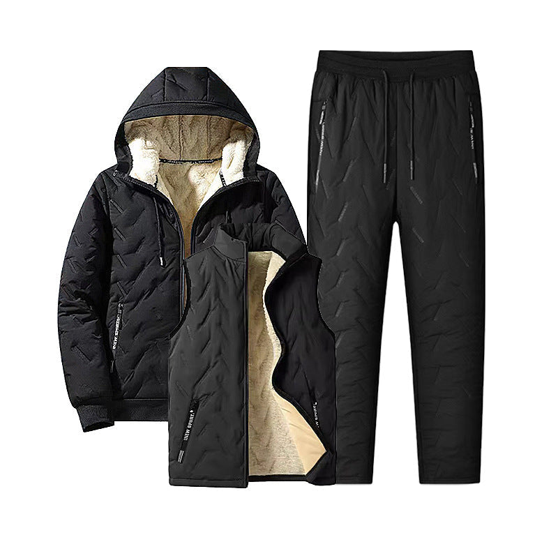 Men's Winter Hooded Padded Jacket and Pants Set