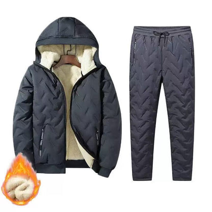 Men's Winter Hooded Padded Jacket and Pants Set