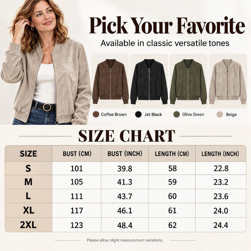 Women's Faux Suede Cropped Bomber Jacket
