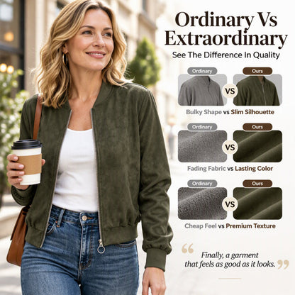 Women's Faux Suede Cropped Bomber Jacket