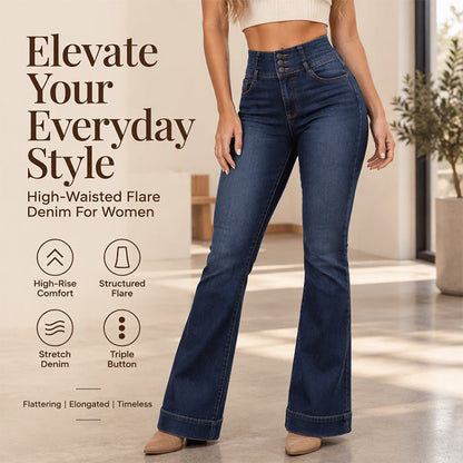 Women's Elastic High-Waist Flare Jeans