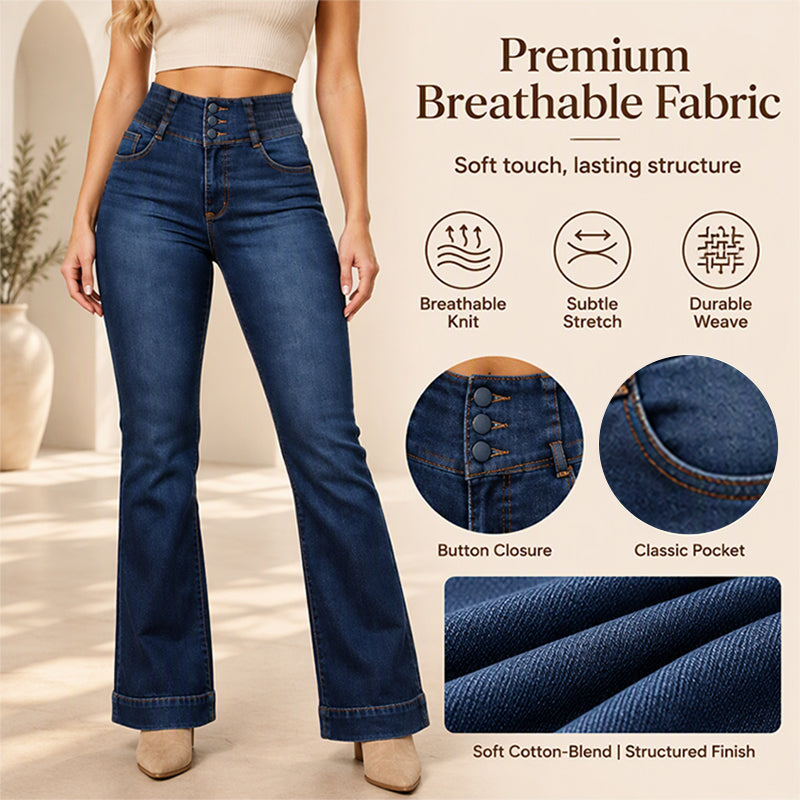Women's Elastic High-Waist Flare Jeans