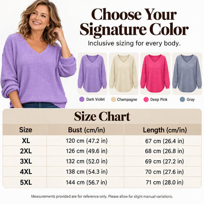 Women's Casual V-Neck Waffle Knit Top