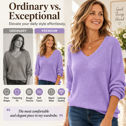 Women's Casual V-Neck Waffle Knit Top