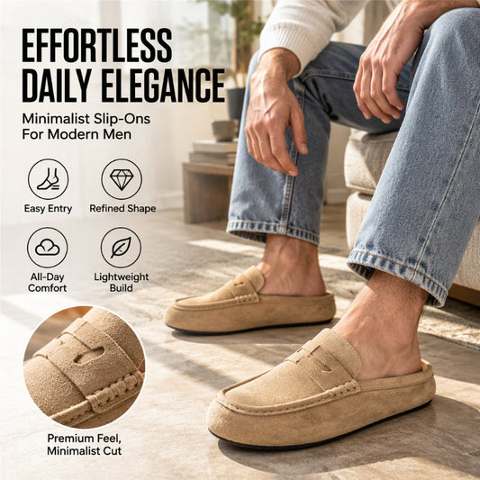 🤎 Men's Faux Suede Platform Slip-On Half Slippers