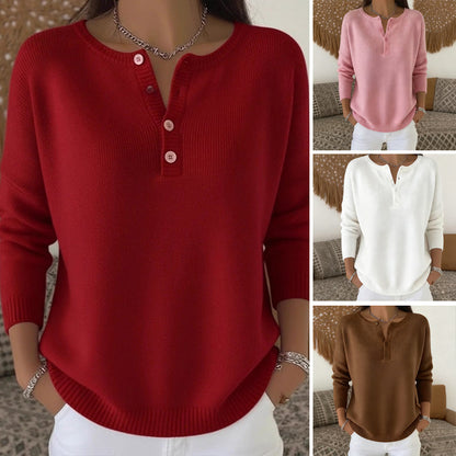 Women's Button V-Neck Knit Sweater