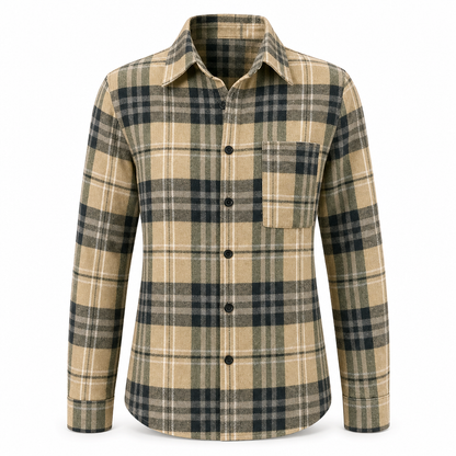 Women's Plaid Long Sleeve Button-Down Casual Shirt with Chest Pocket