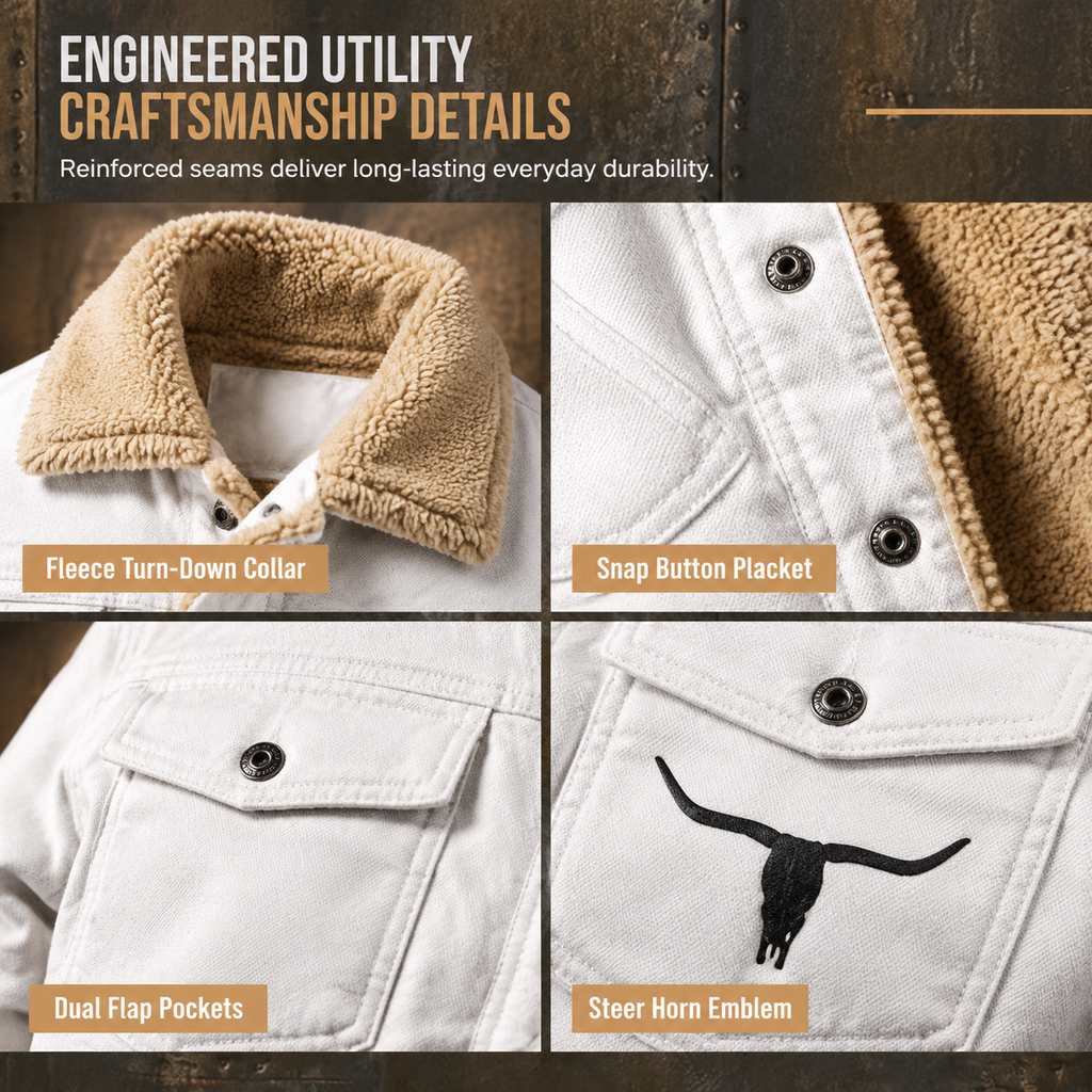 Men's Plush Lined Workwear Casual Fall Winter Warm Coat