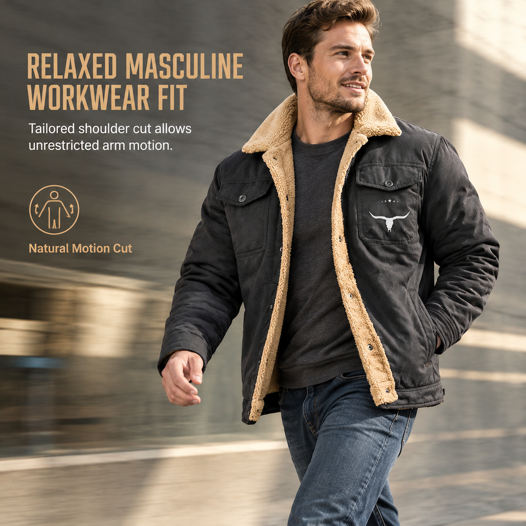 Men's Plush Lined Workwear Casual Fall Winter Warm Coat