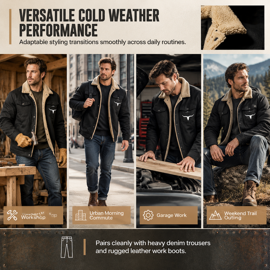 Men's Plush Lined Workwear Casual Fall Winter Warm Coat