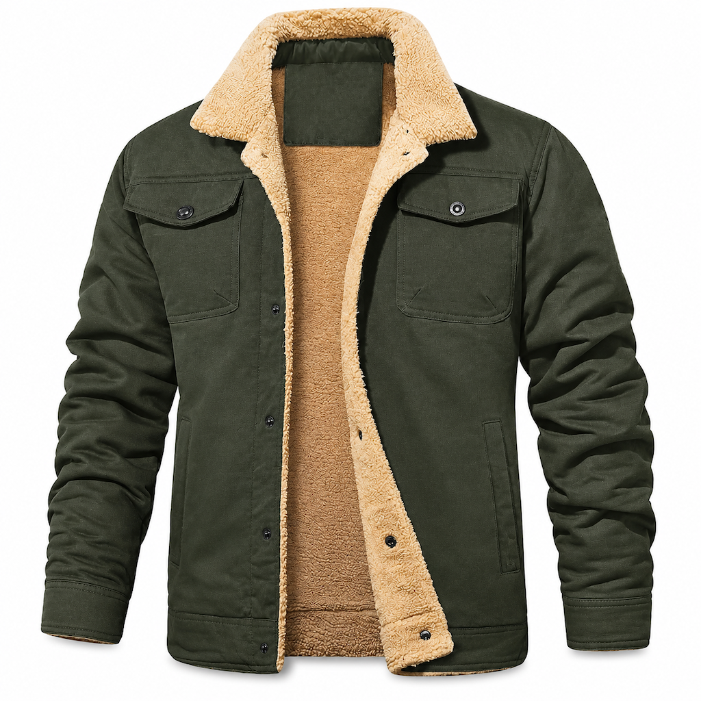 Men's Plush Lined Workwear Casual Fall Winter Warm Coat