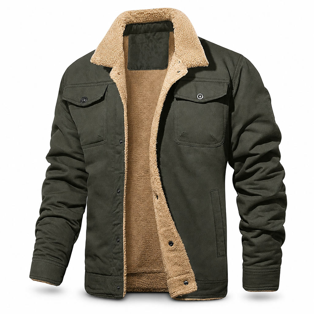 Men's Plush Lined Workwear Casual Fall Winter Warm Coat