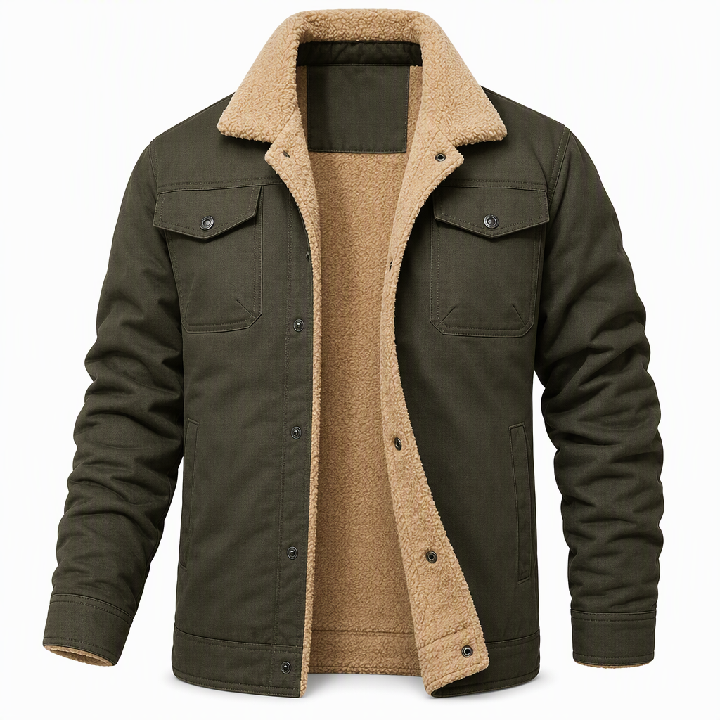 Men's Plush Lined Workwear Casual Fall Winter Warm Coat