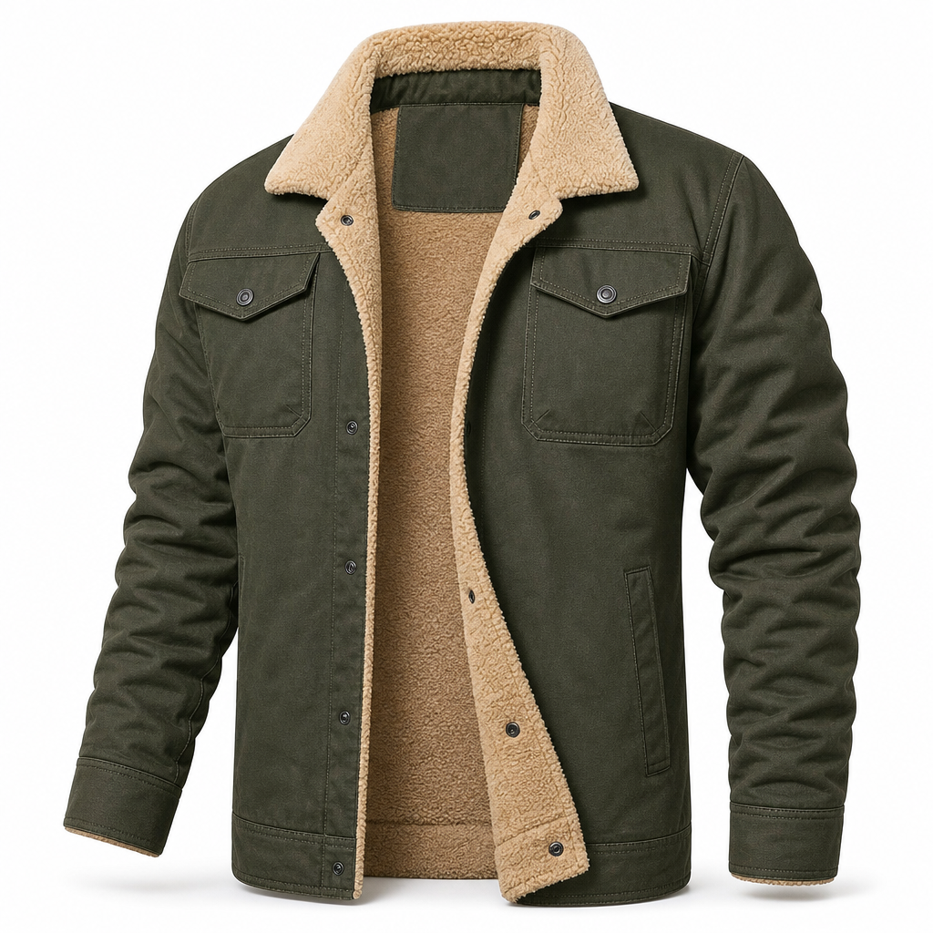 Men's Plush Lined Workwear Casual Fall Winter Warm Coat