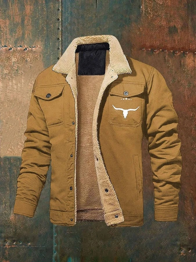 Men's Plush Lined Workwear Casual Fall Winter Warm Coat