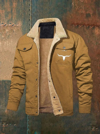 Men's Plush Lined Workwear Casual Fall Winter Warm Coat