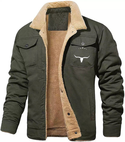 Men's Plush Lined Workwear Casual Fall Winter Warm Coat