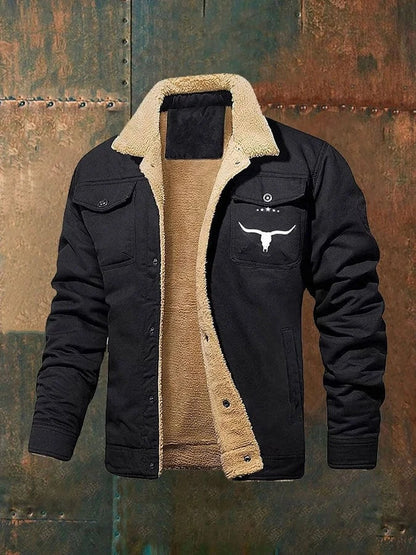 Men's Plush Lined Workwear Casual Fall Winter Warm Coat
