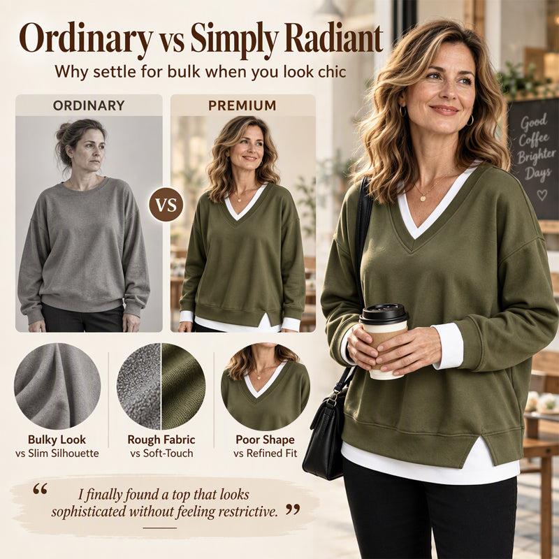 Women's Layered-Look V-Neck Sweatshirt
