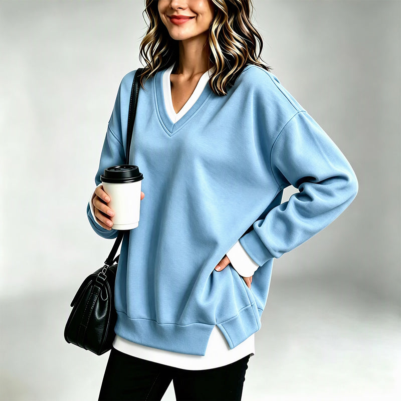 Women's Layered-Look V-Neck Sweatshirt