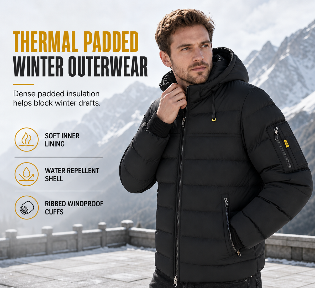 Men's Casual Winter Short Cotton-Padded Warm Insulated Coat