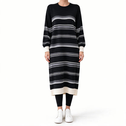 🖤 Women's Striped Long Sleeve Knit Sweater Dress