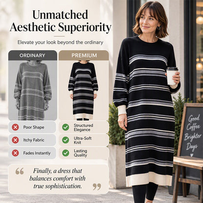 🖤 Women's Striped Long Sleeve Knit Sweater Dress
