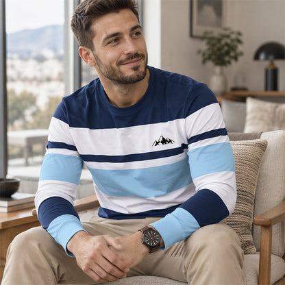 Men's Striped Crewneck Long Sleeve Top