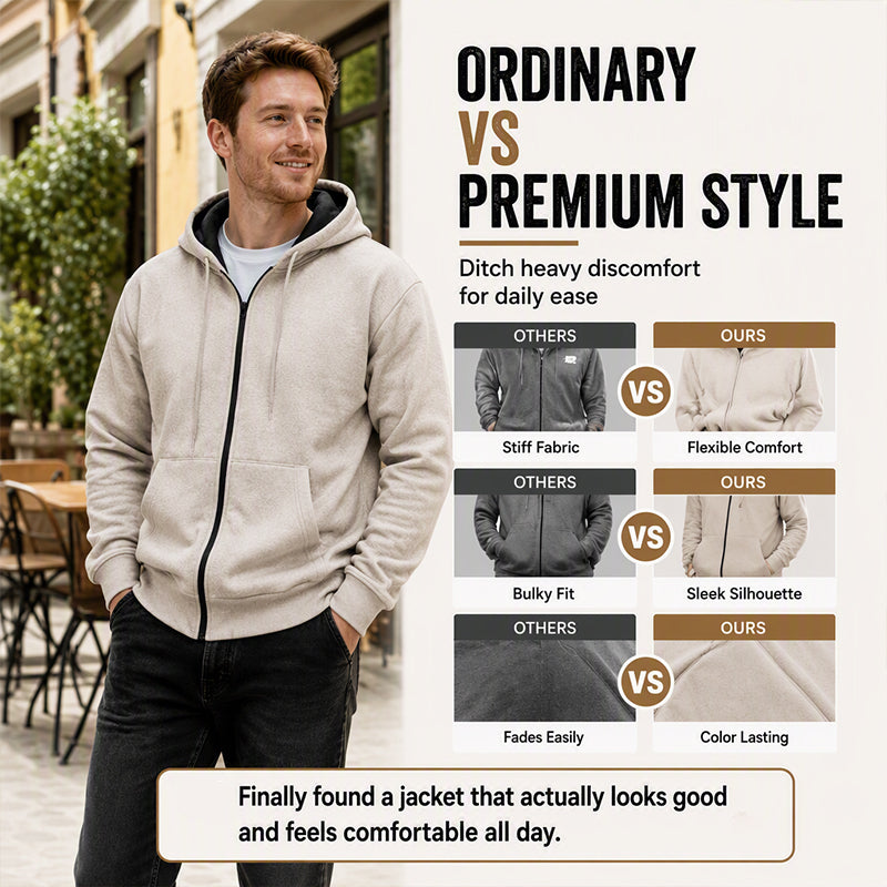 Men's Warm-Lined Full-Zip Hooded Sweatshirt