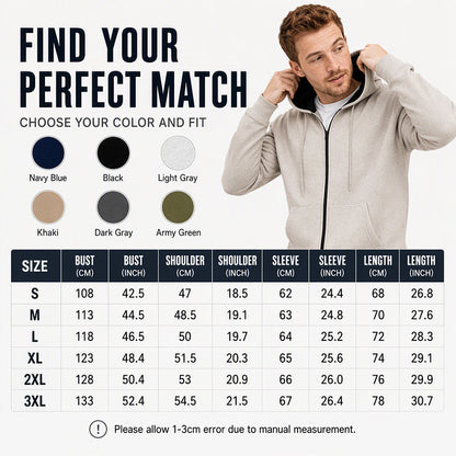 Men's Warm-Lined Full-Zip Hooded Sweatshirt