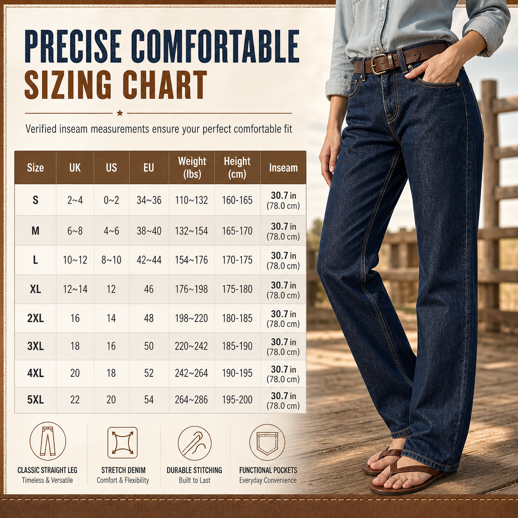 Women's Classic Straight Leg Stretchy Denim Jeans