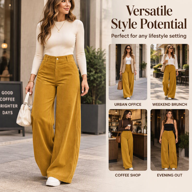 Women's Casual Corduroy Wide-Leg Pants
