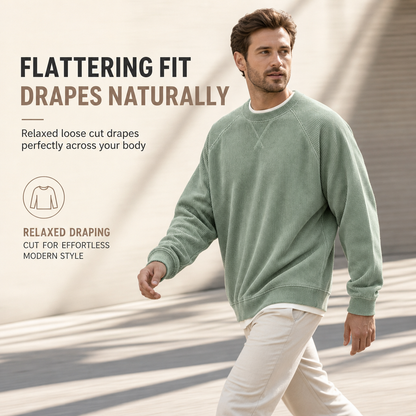 Men's Corduroy Crewneck Long Sleeve Pullover Sweatshirt