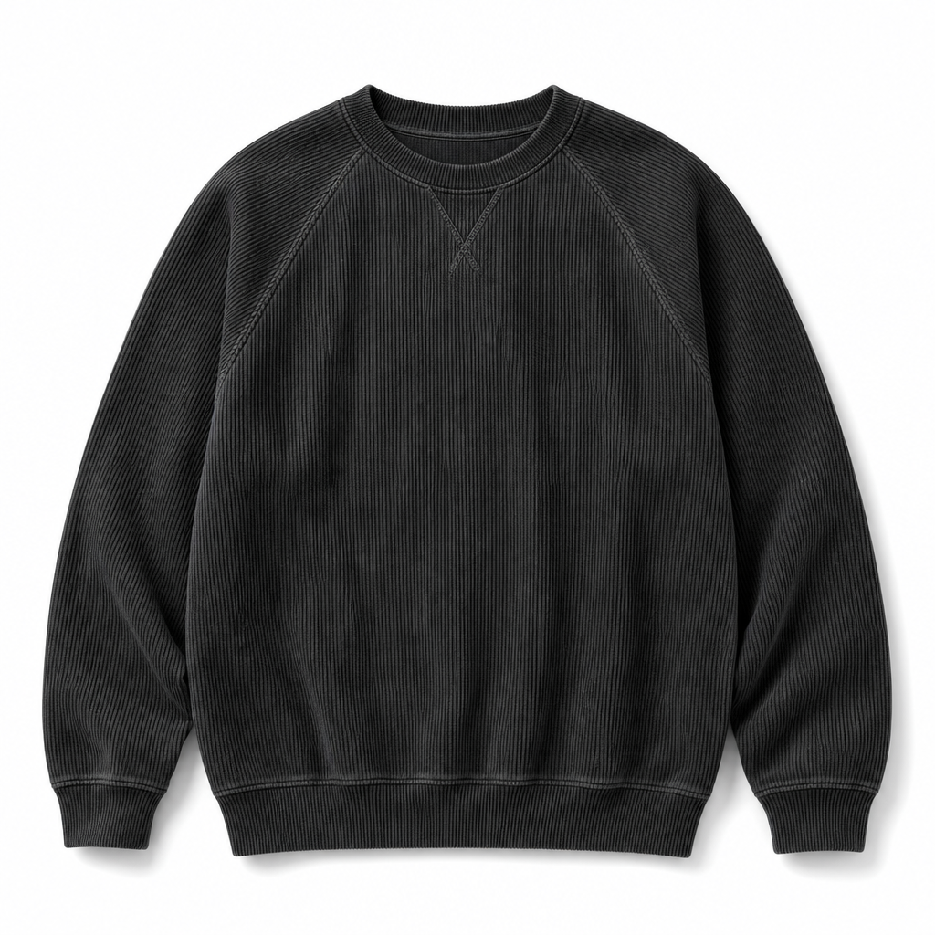 Men's Corduroy Crewneck Long Sleeve Pullover Sweatshirt