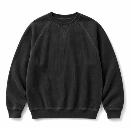 Men's Corduroy Crewneck Long Sleeve Pullover Sweatshirt