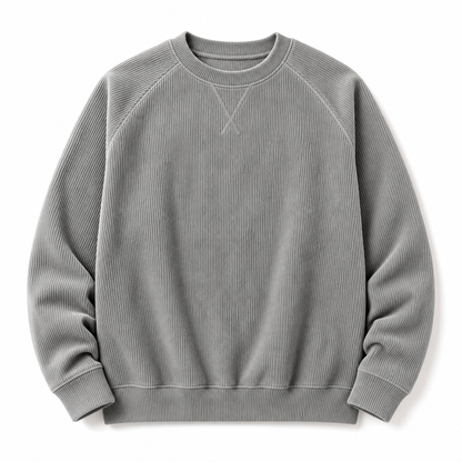 Men's Corduroy Crewneck Long Sleeve Pullover Sweatshirt