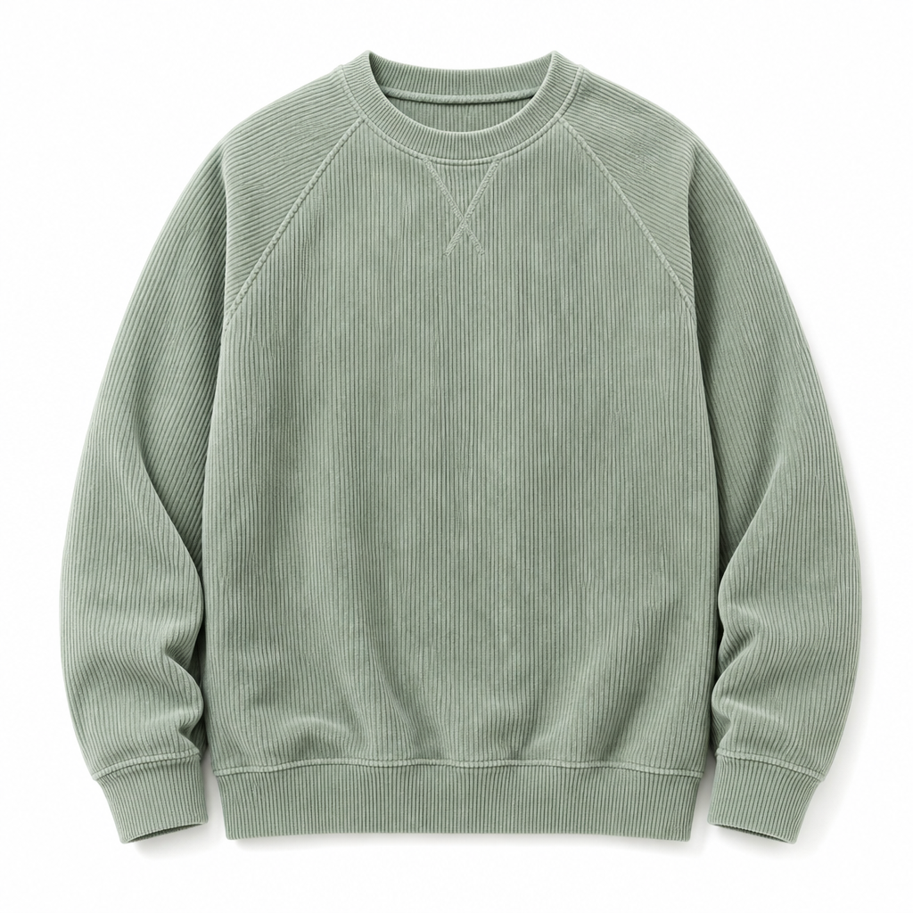 Men's Corduroy Crewneck Long Sleeve Pullover Sweatshirt